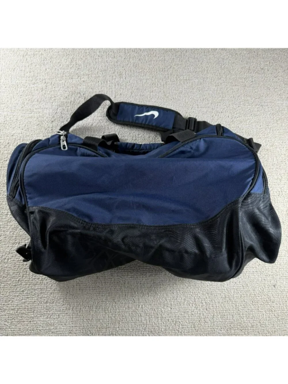 Nike Brasilia Large Logo Gym Duffel Bag Blue Black